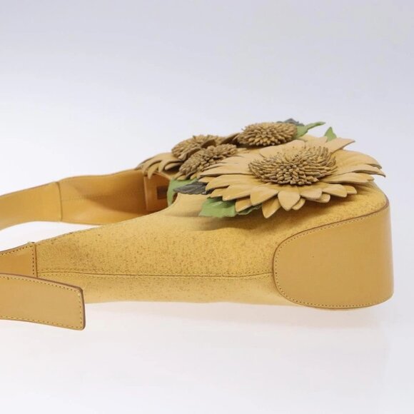 Salvatore Ferragamo Sunflower Shoulder Bag Canvas Yellow Auth 133137 - Picture 5 of 16